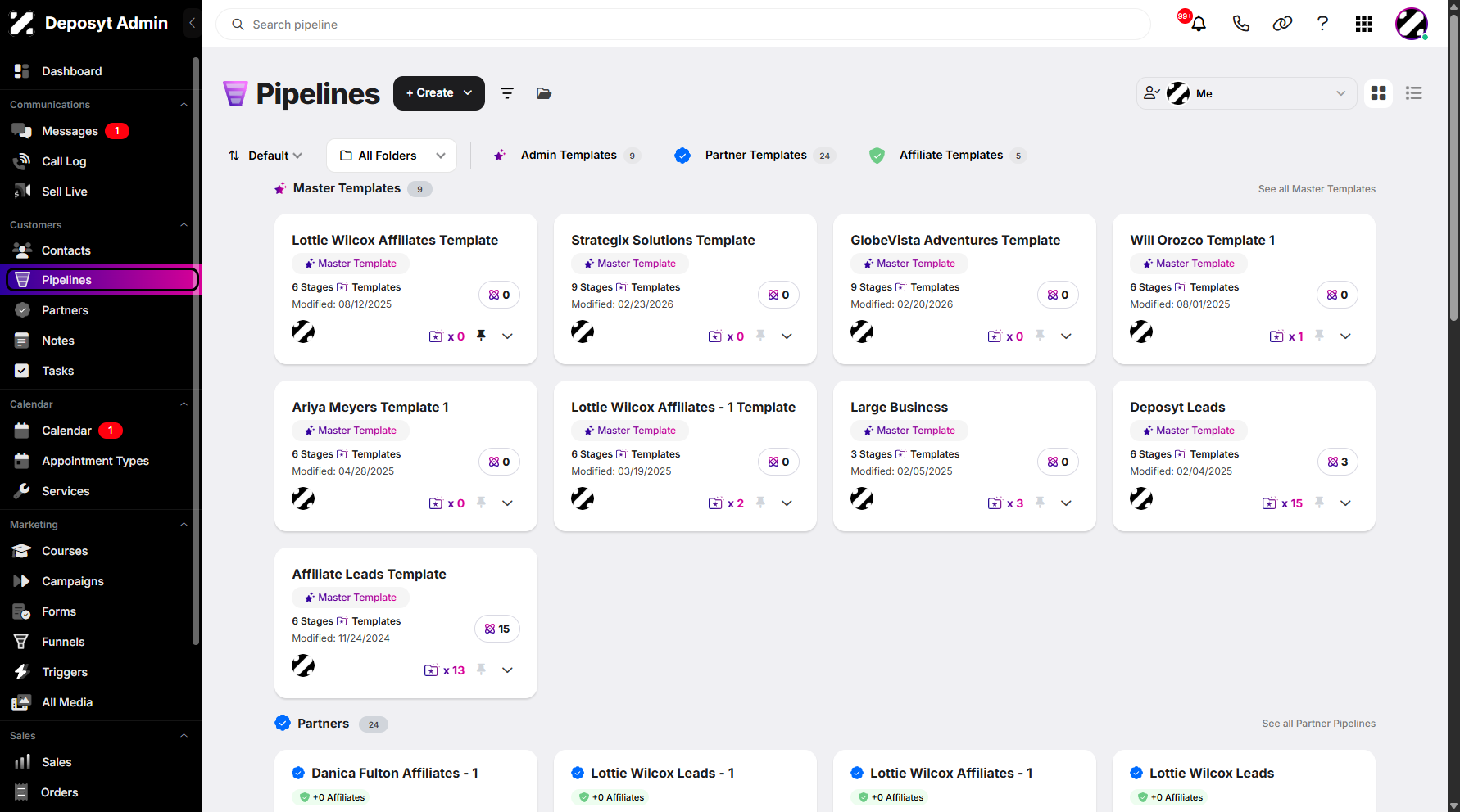 Step 1: On your Dashboard, navigate to the Pipelines tab under the Customers section.