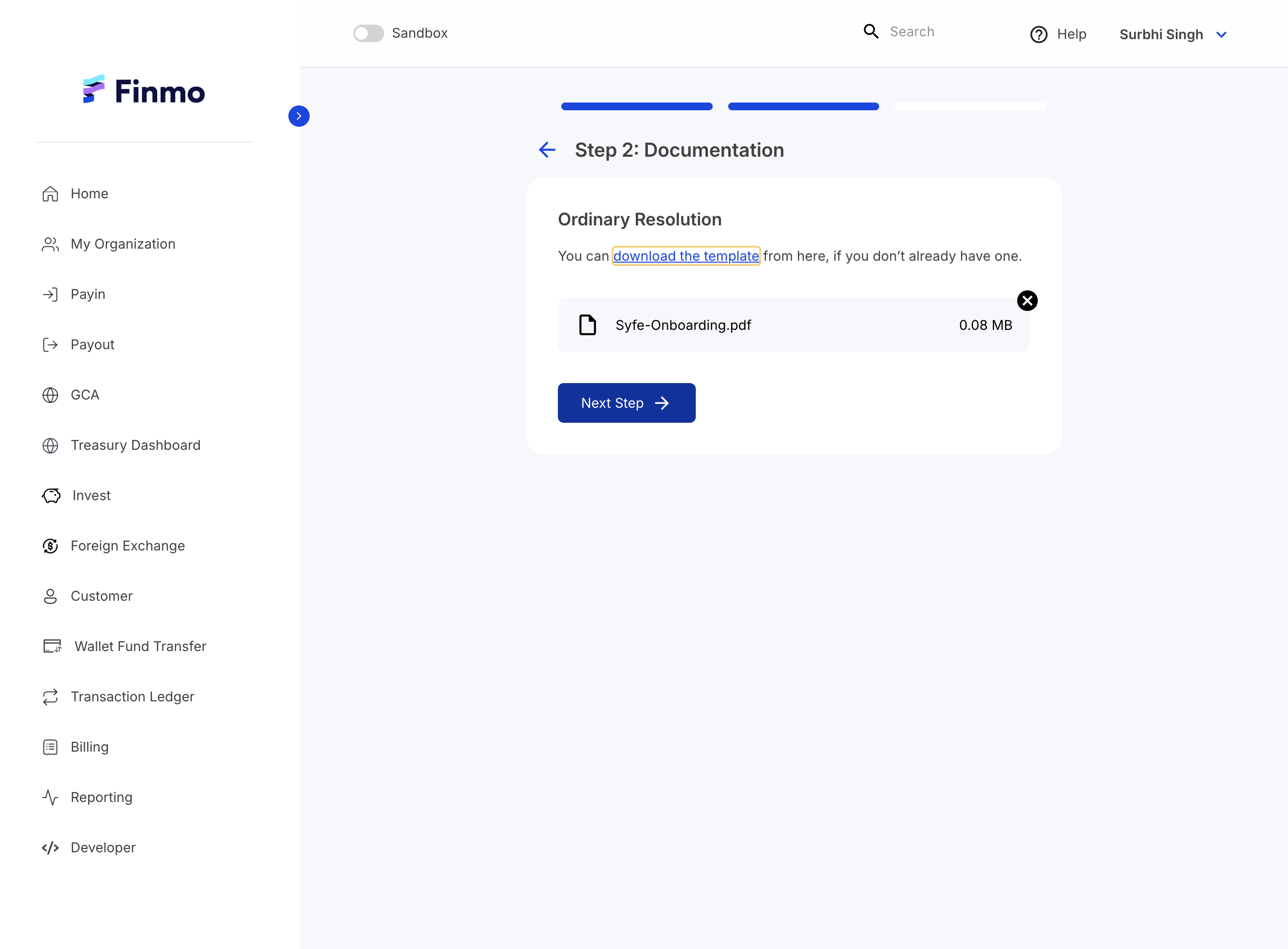 Upload your filled template and Click on Next Step