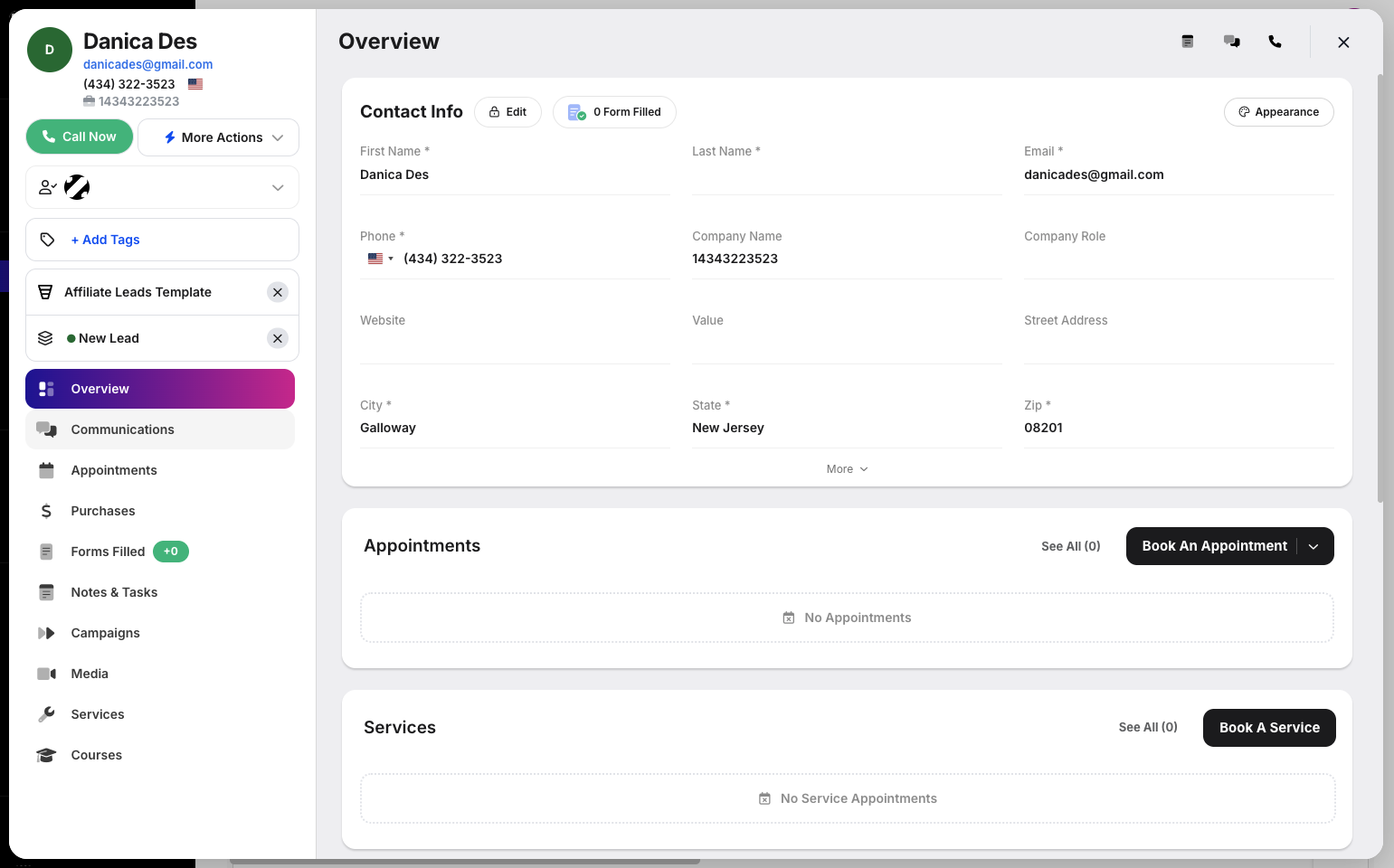Step 4: Click the Communications tab under the Overview tab.