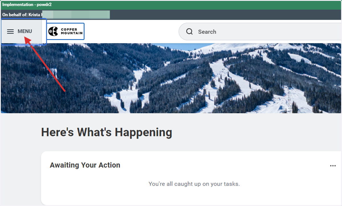 Click on MENU