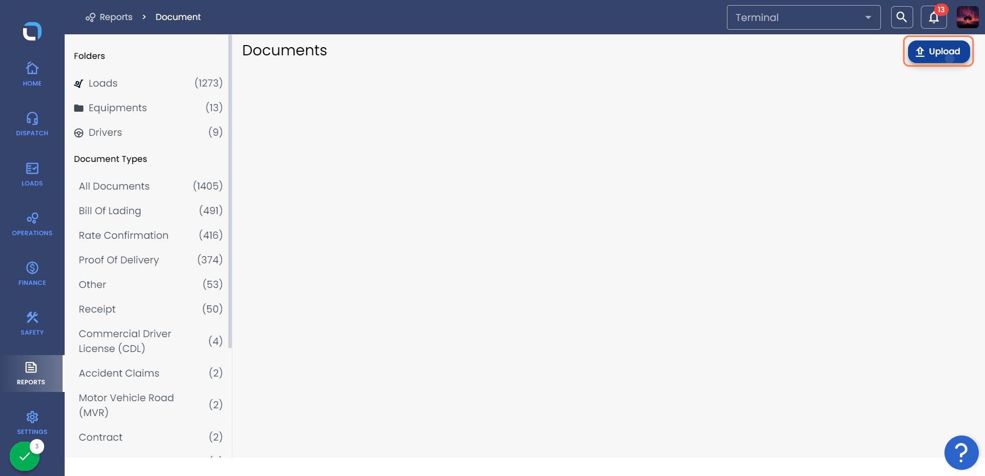 Click on Upload on the top right of the screen