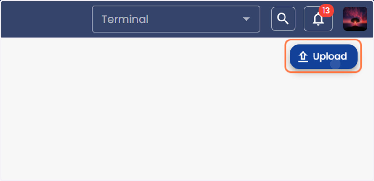 Click on Upload on the top right of the screen