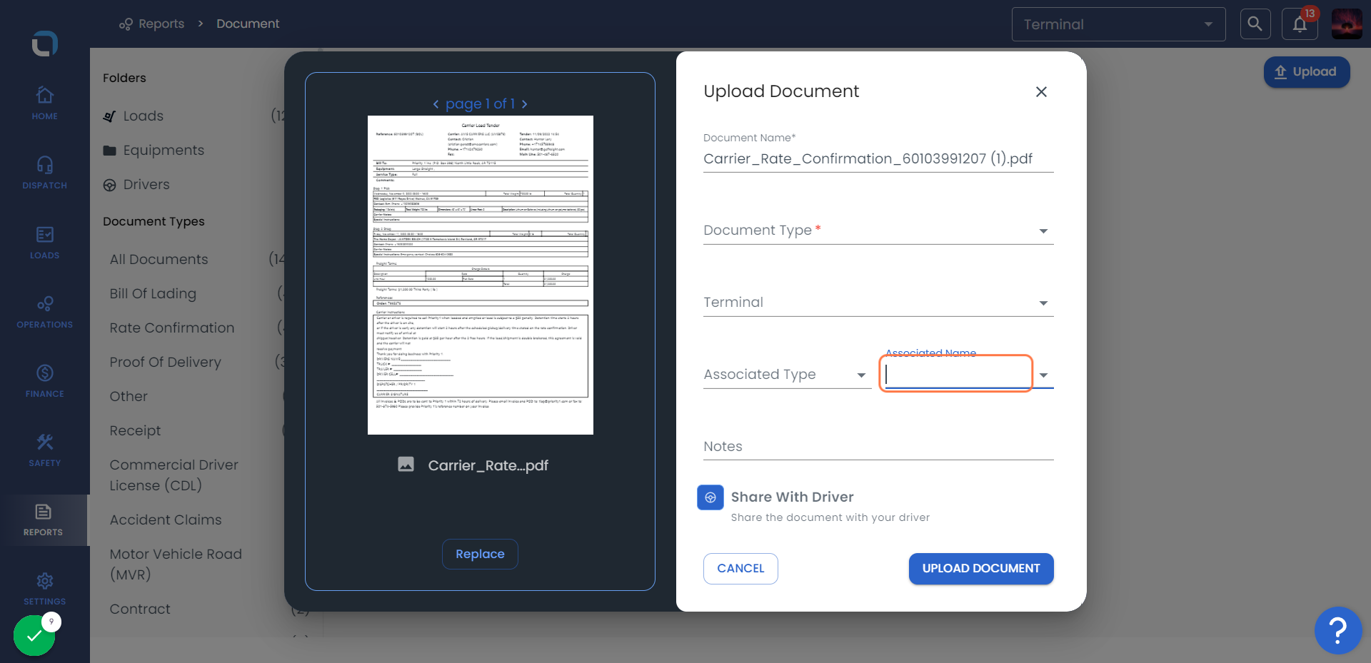 Select the Associated Name