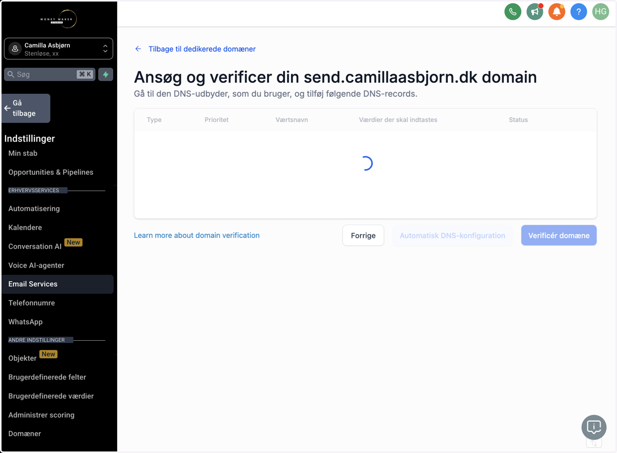 Klik på Verify/Bekræft poster i MMS som nævnt i Step 5