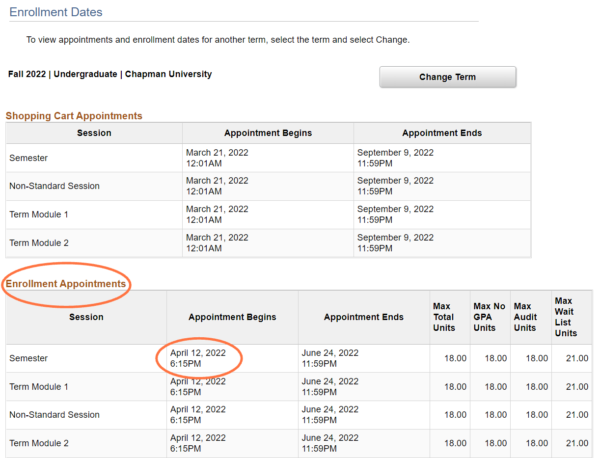 View your enrollment date
