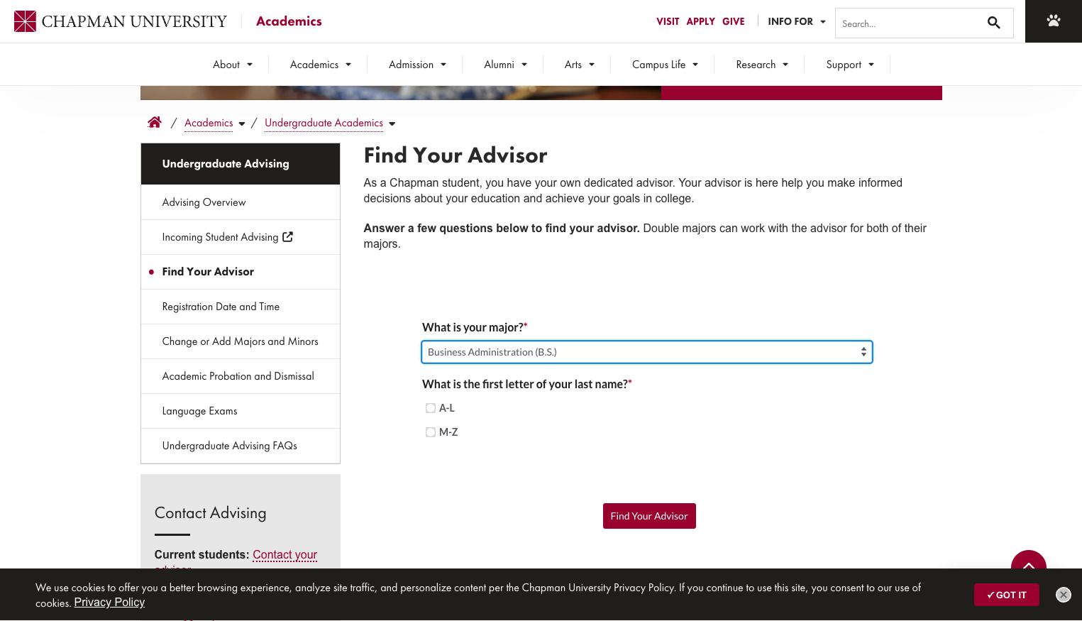 Select your major from the "What is your major?" dropdown