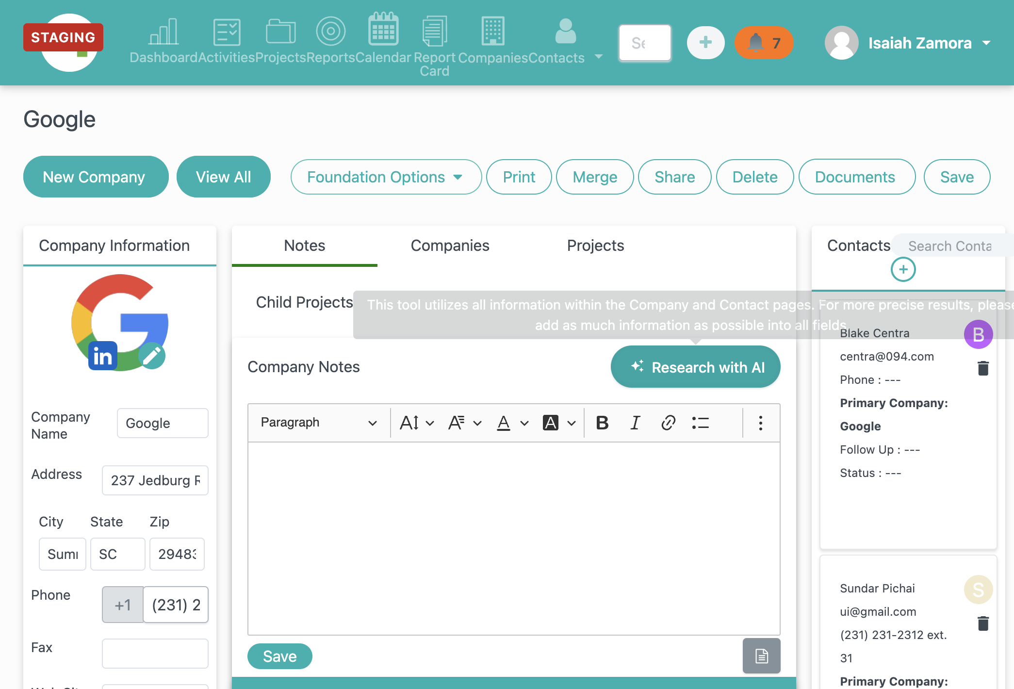 Click on Research with AI