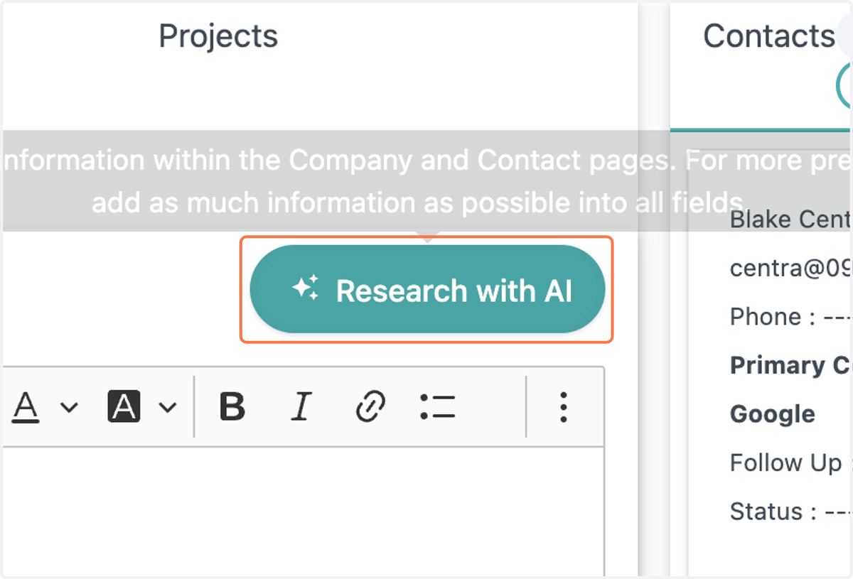 Click on Research with AI