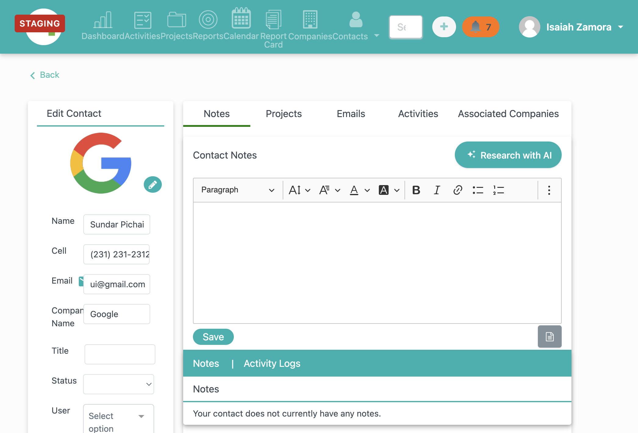 Click on Research with AI