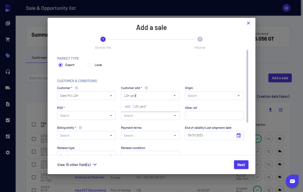 Type the name of the site and click "Add"