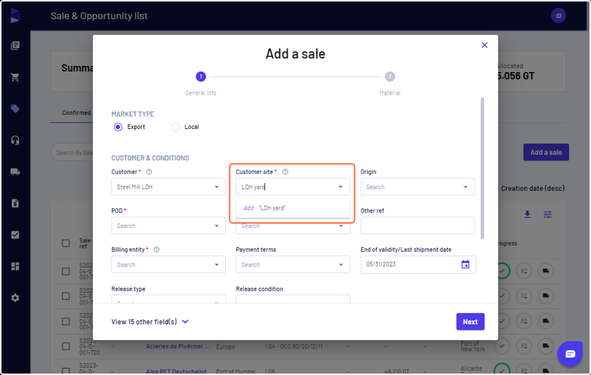 Type the name of the site and click "Add"