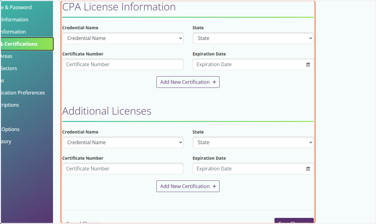 Update your license information by clicking on CPA License Information…