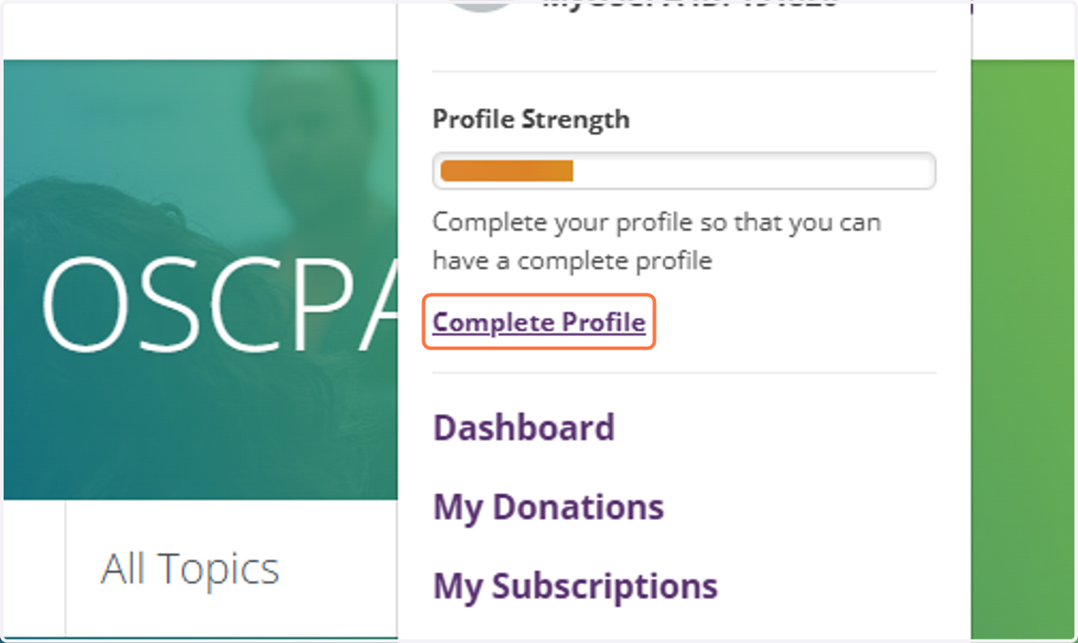 Click on Complete Profile
