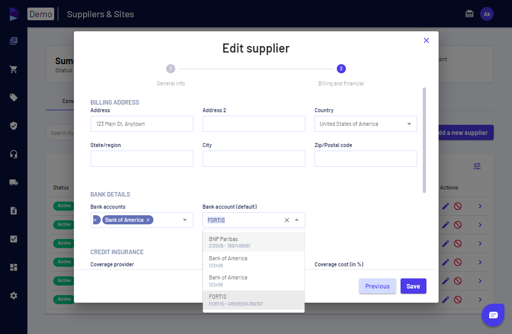 You can also set default bank account for your invoices and payables