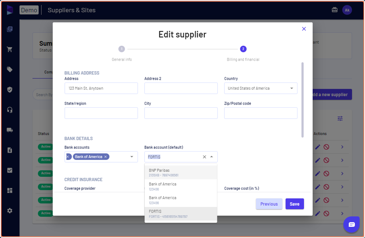 You can also set default bank account for your invoices and payables