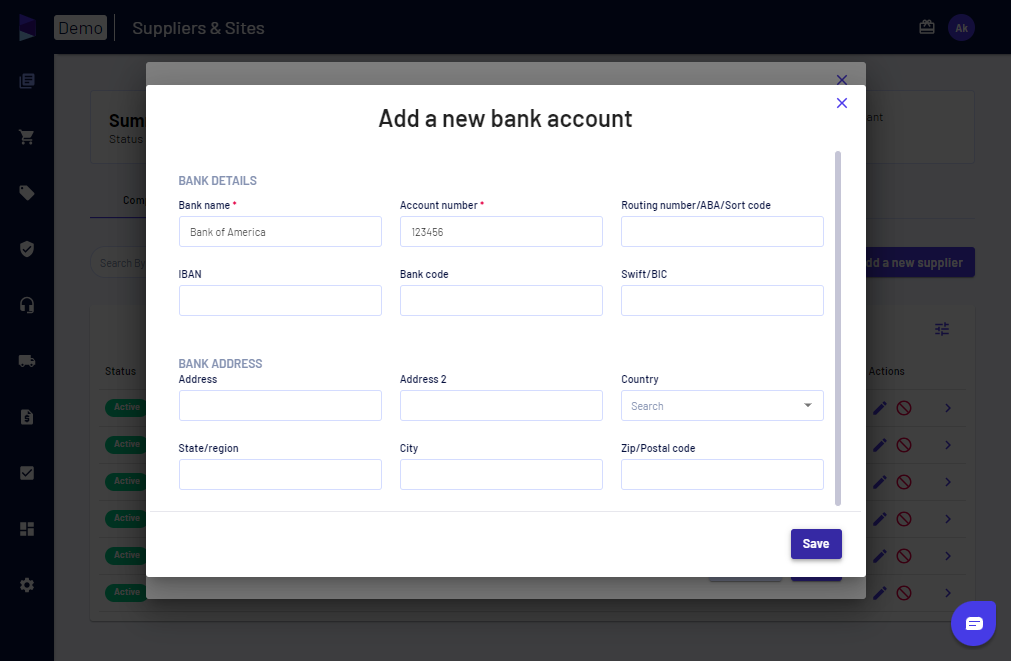 Fill in the details and click on "Save"