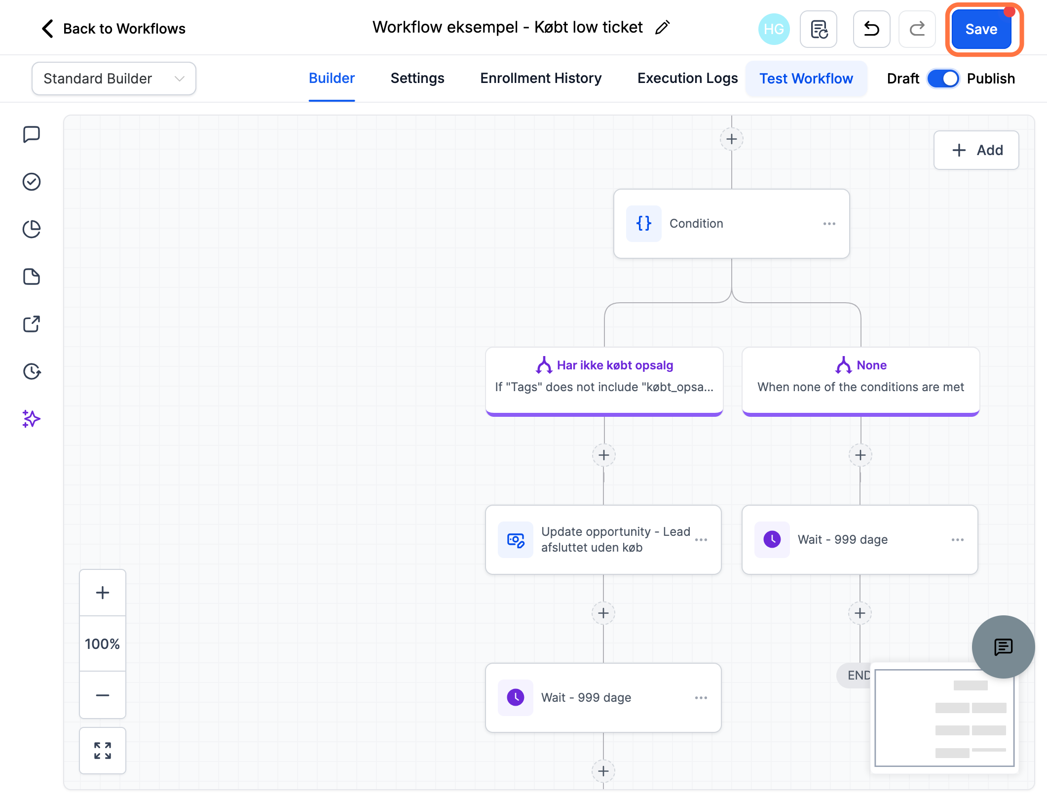 Publish og gem dit workflow