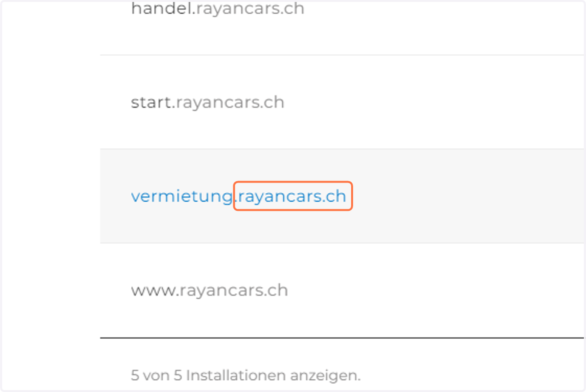 Click on vermietung.rayancars.ch