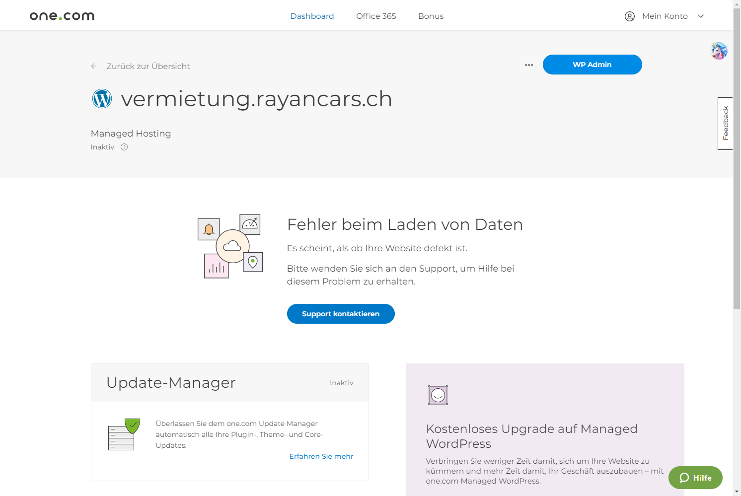 Click on WP Admin