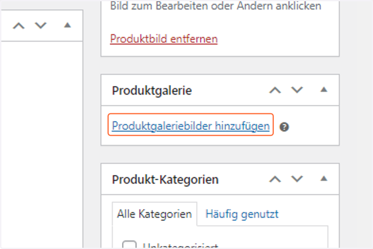 Click on Produktgaleriebilder hinzufügen
