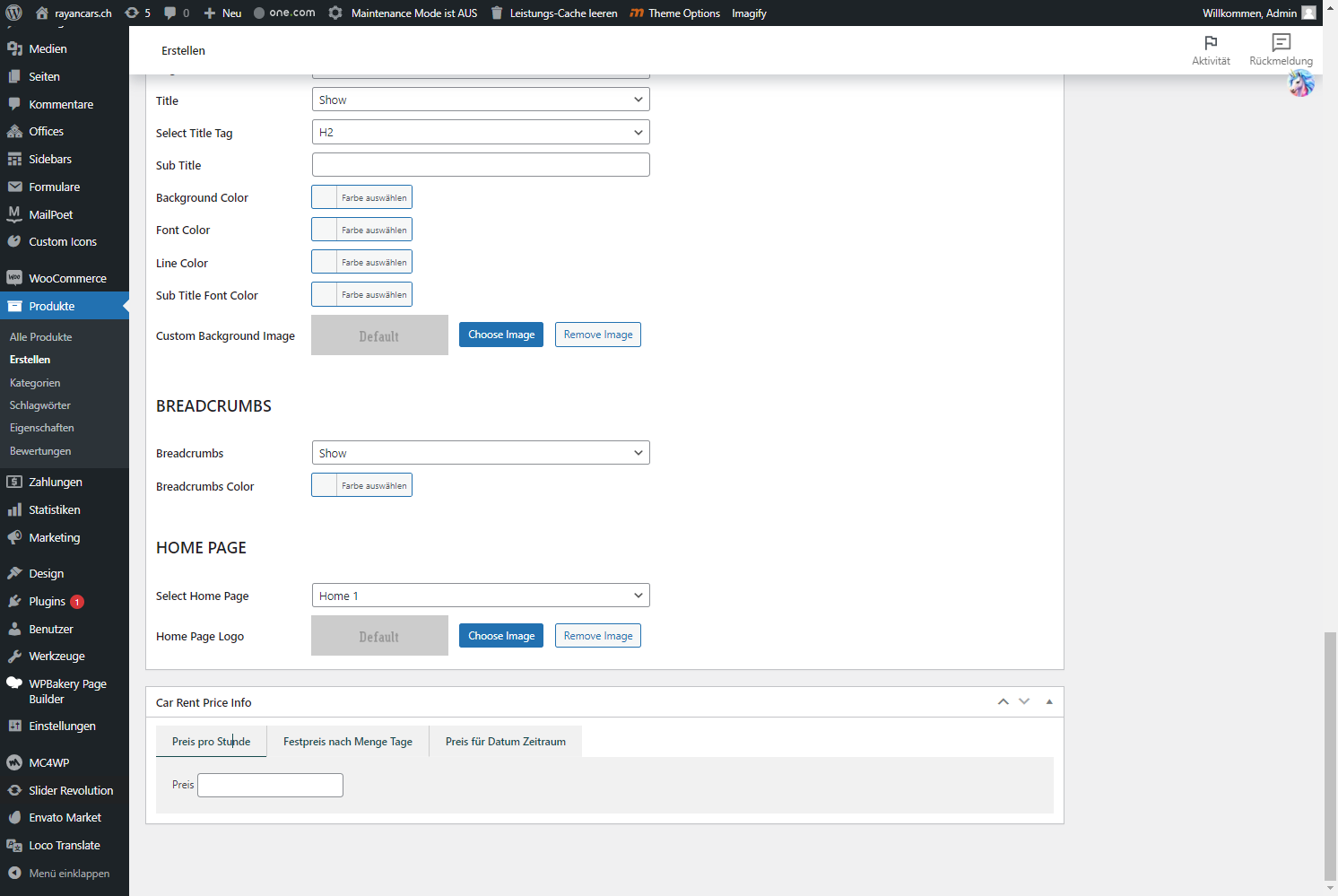 As you have dynamic pricing, Click on "Festpreis nach Menge Tage" below
