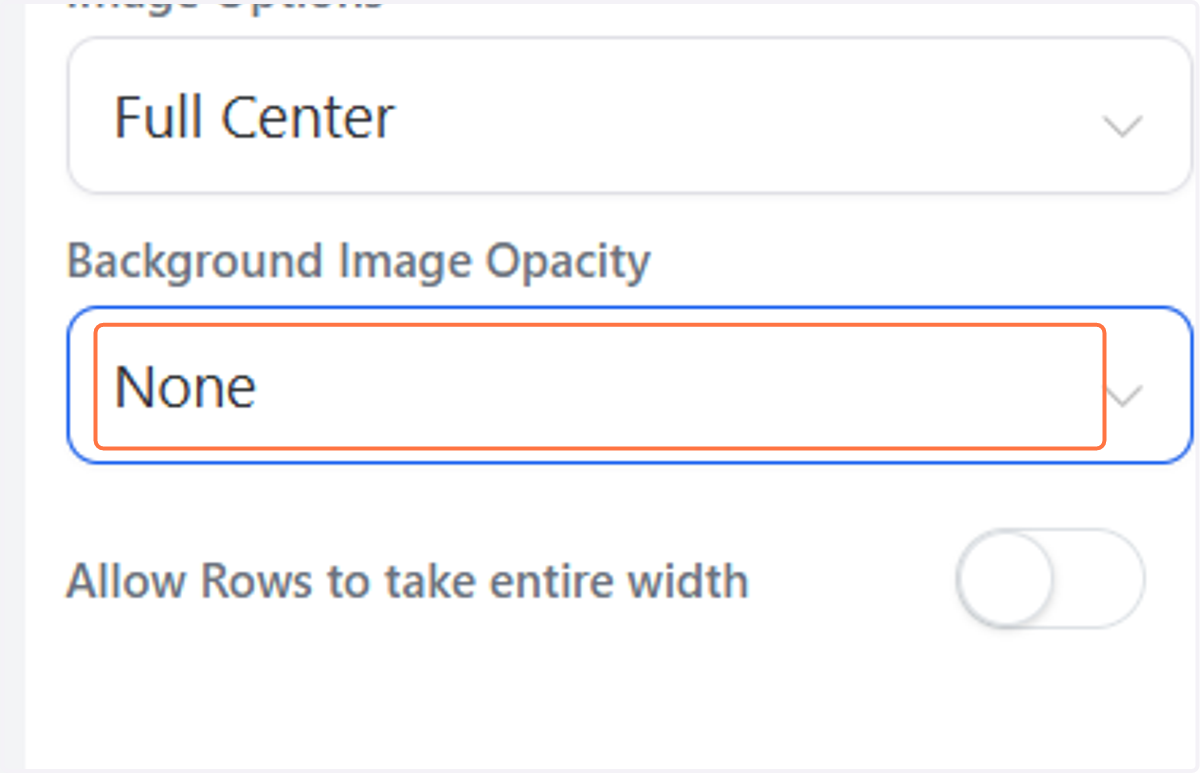 Click on the background Image Opacity
