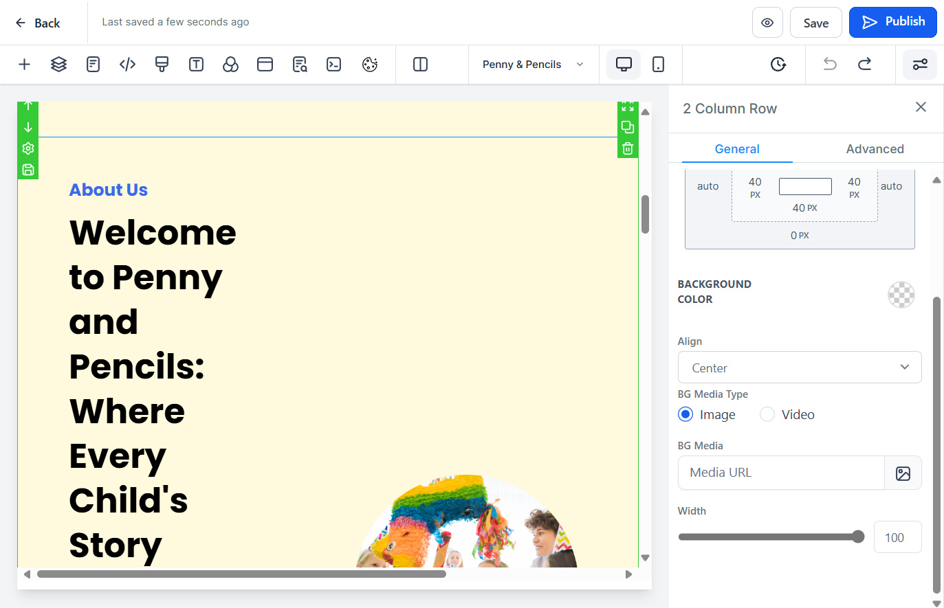Click on the section you would like to change. It should have a green outline.