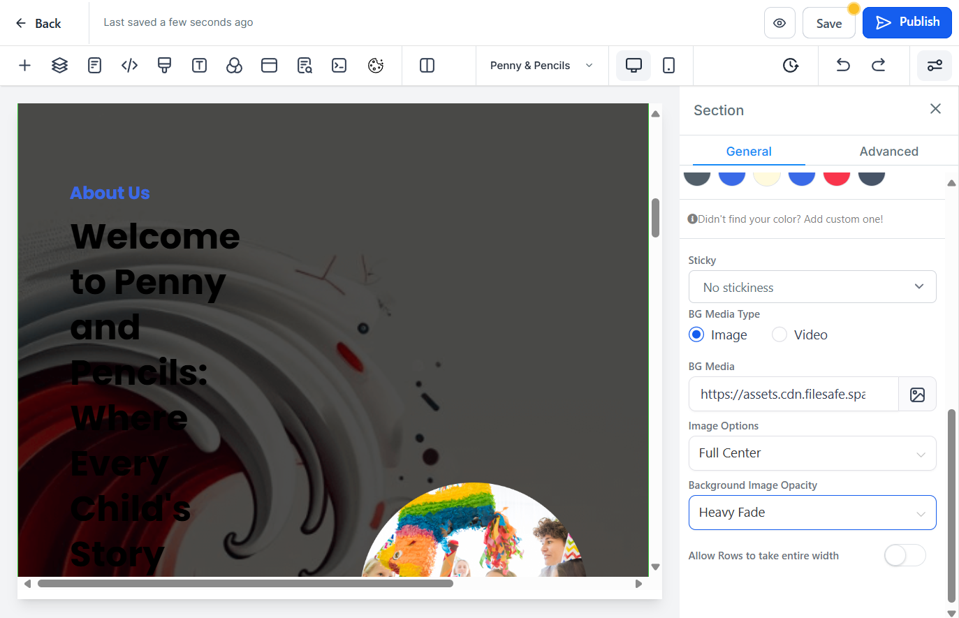 Press Save or Publish to go live