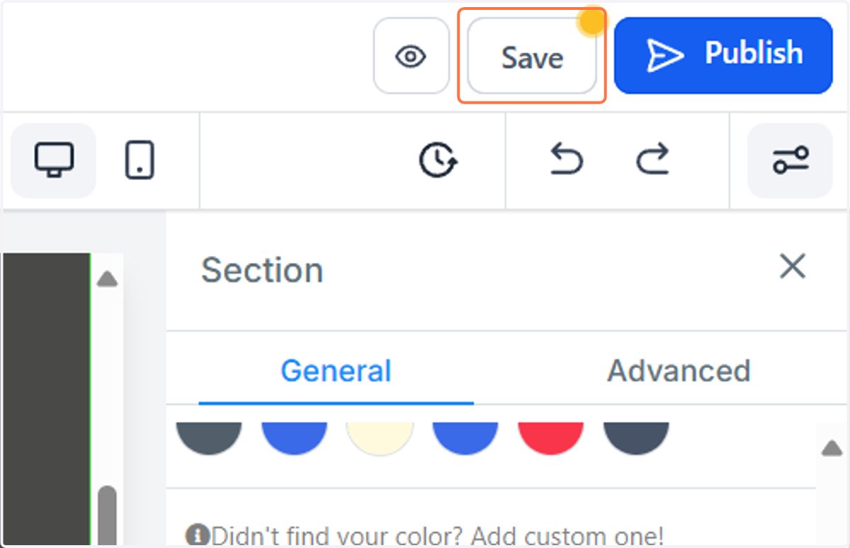 Press Save or Publish to go live