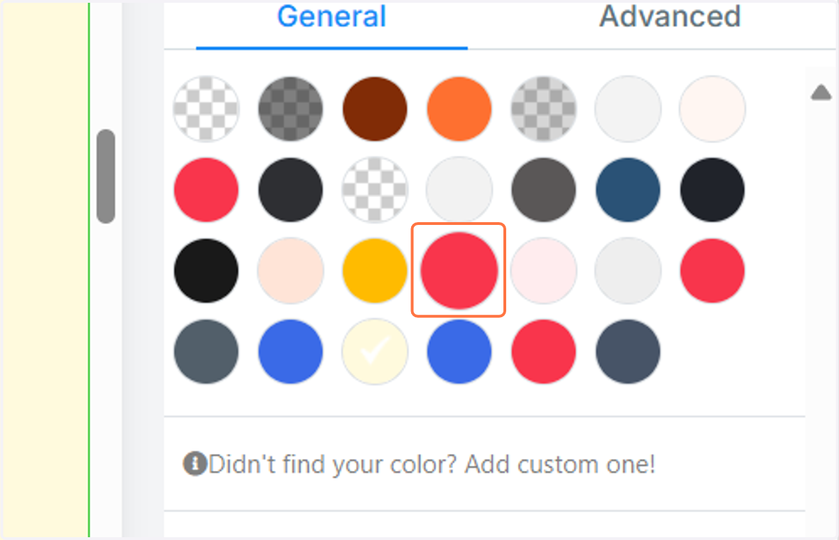 Choose or add a colour