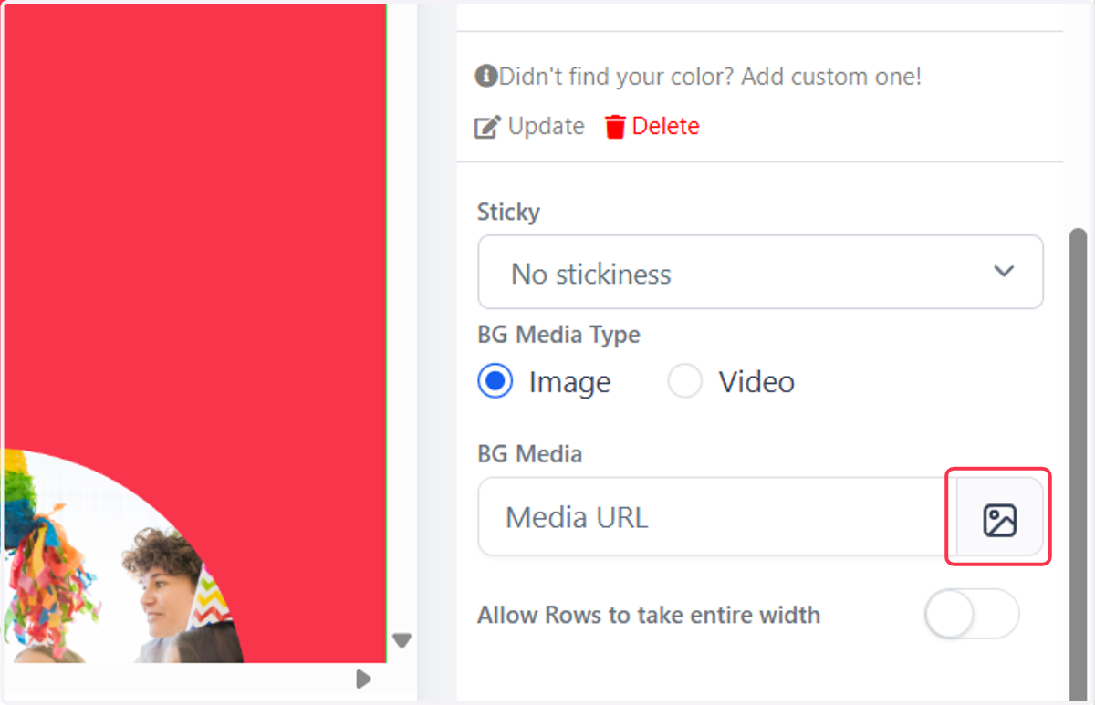 To add an image, click the image icon