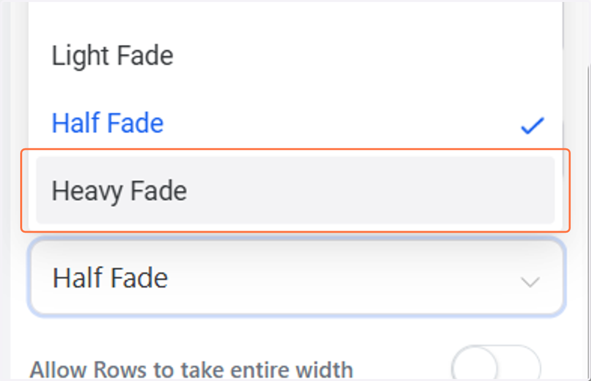 Choose a Fade level