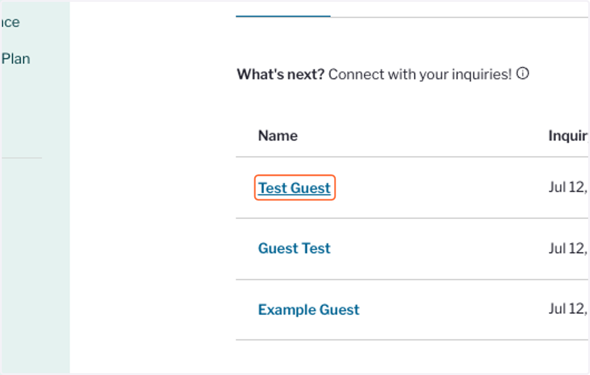 Click on Prospect's Name