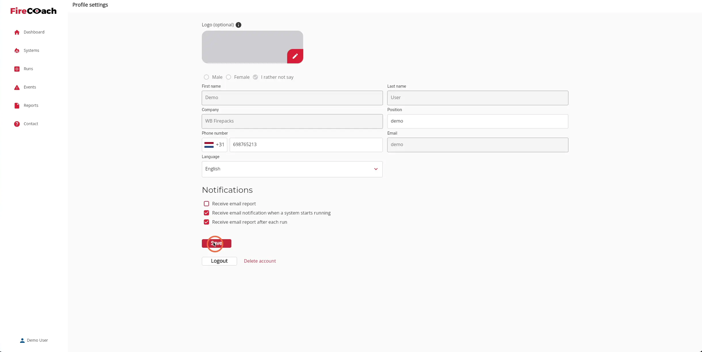 Click 'Save' to save the changes made