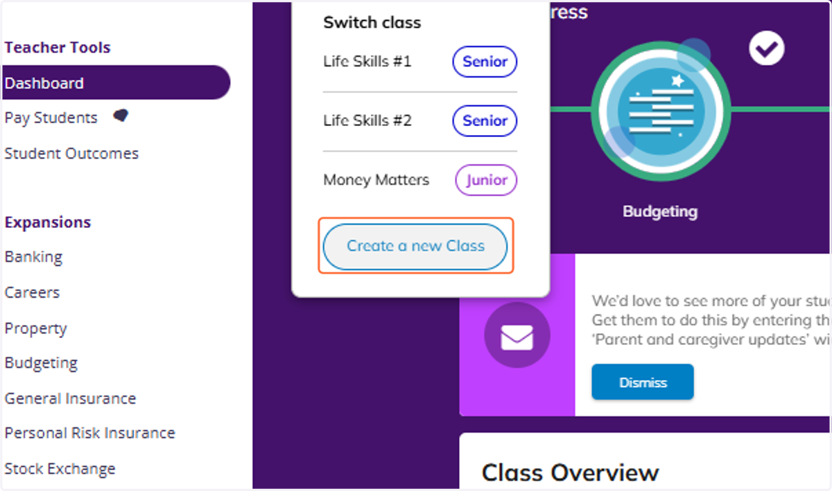 Click on Create a new Class.