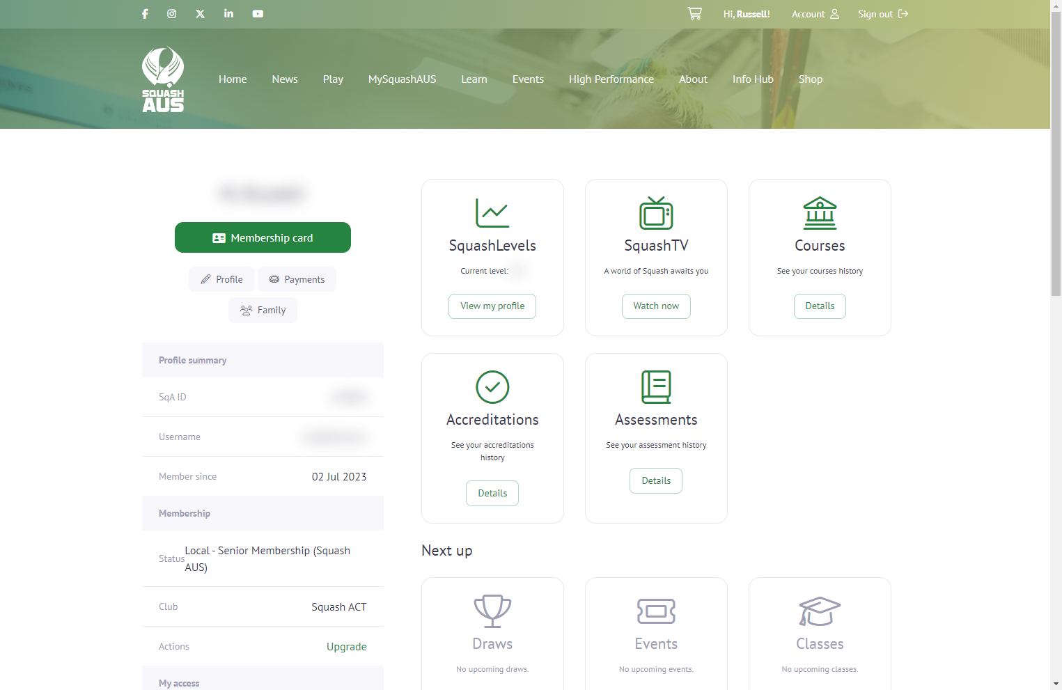 Review your Membership status.