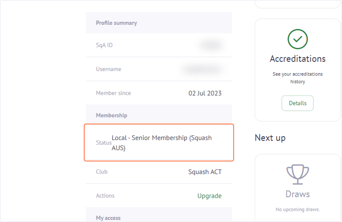 Review your Membership status.