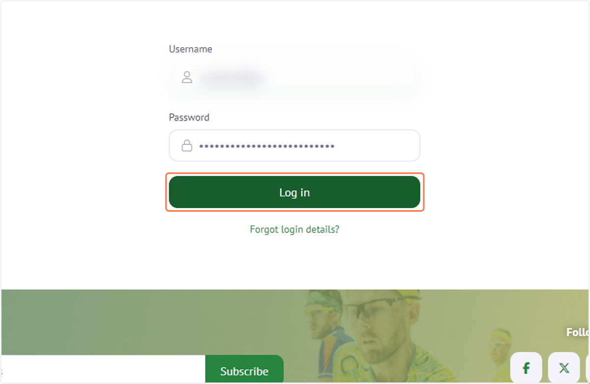 Enter in your username and password then Click on Log in