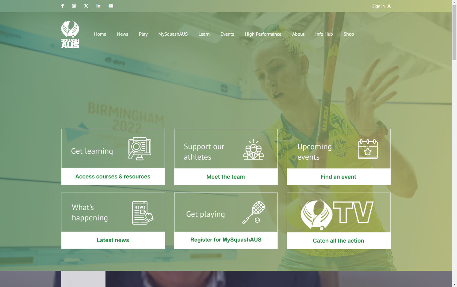 From the Squashaus.com.au homepage - Click on the Upcoming events tile.