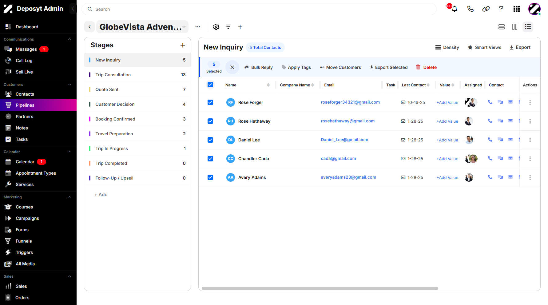 Step 4: Select all contacts at once, or manually pick multiple contacts by checking the boxes next to their names.