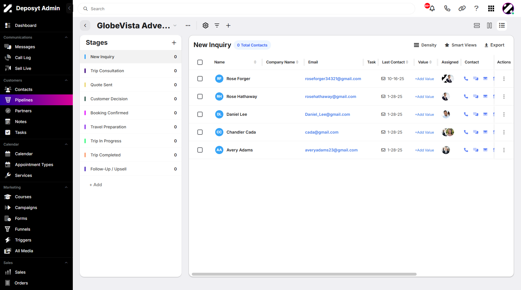 Step 3: You will then be navigated to the List View. From here, you can move contacts to a different pipeline or stage in multiple ways.