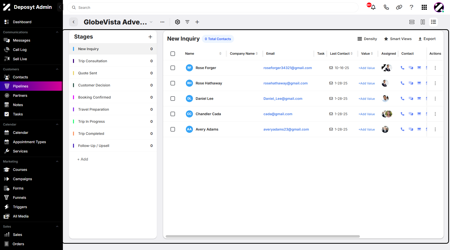 Step 3: You will then be navigated to the List View. From here, you can move contacts to a different pipeline or stage in multiple ways.