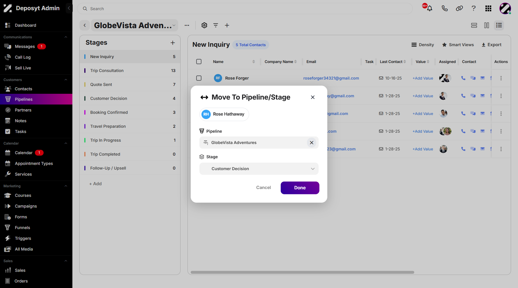 Step 10: When finished, click Done to transfer the selected contact.