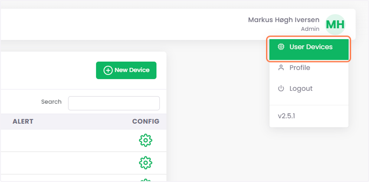 Go to User Devices