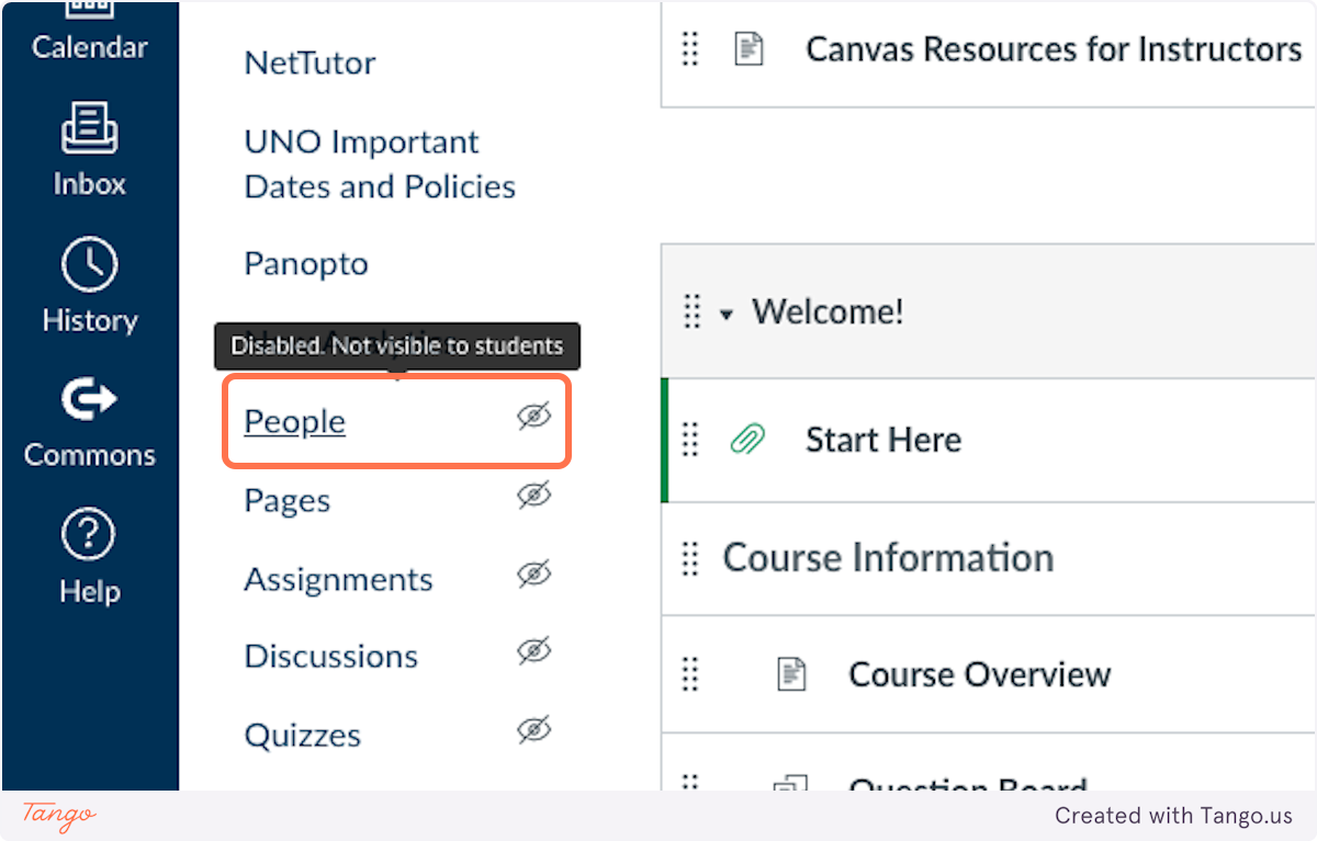 From your Course Navigation, click on People