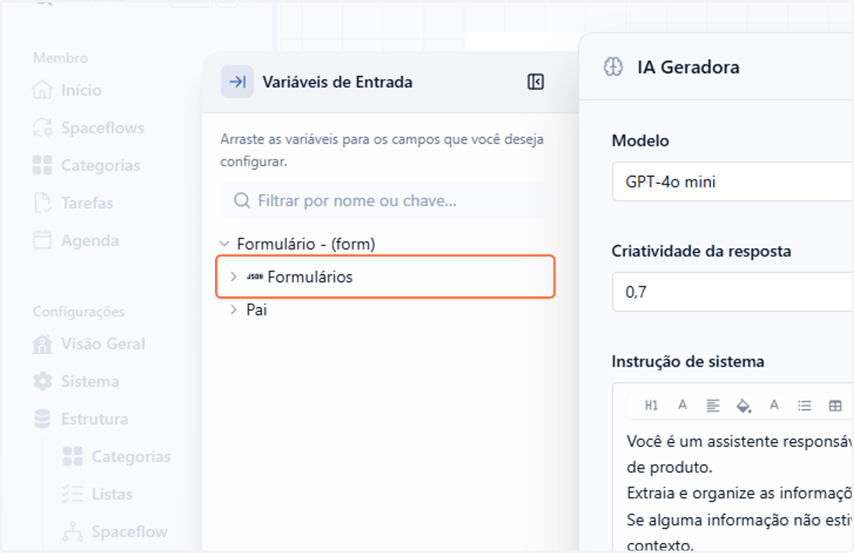 As variáveis estão organizadas por aninhamento, por isso, você pode expandir as opções para localizar o dado exato que deseja utilizar