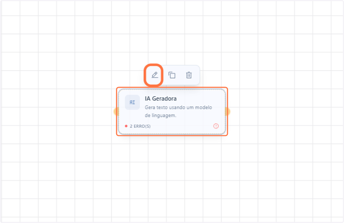 Clique duas vezes no nó ou clique no botão Editar no menu contextual para abrir as configurações