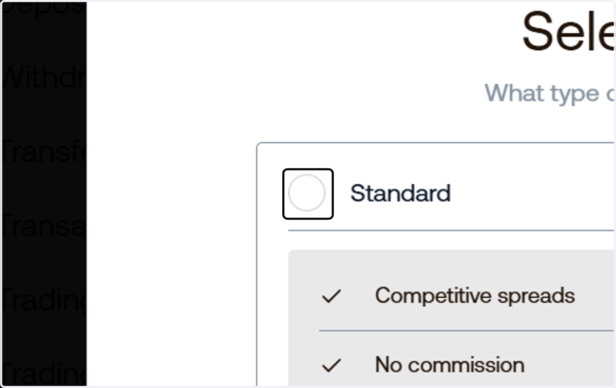 For example, you want to a Standard account..