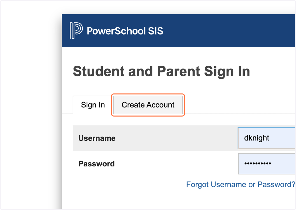 Click on Create Account