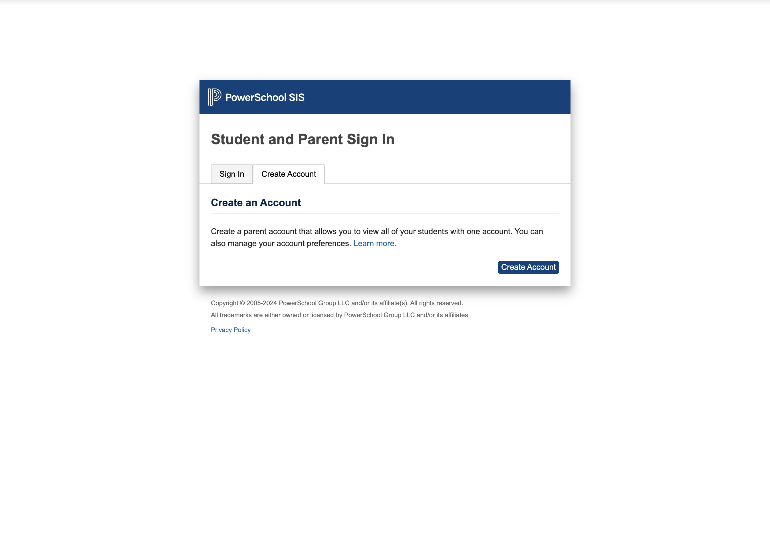 Click on Create Account